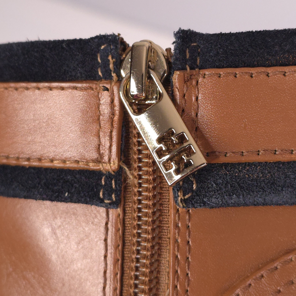 Tory Burch Cognac/Navy Belinda Ankle Bootie - Picture 3 of 12
